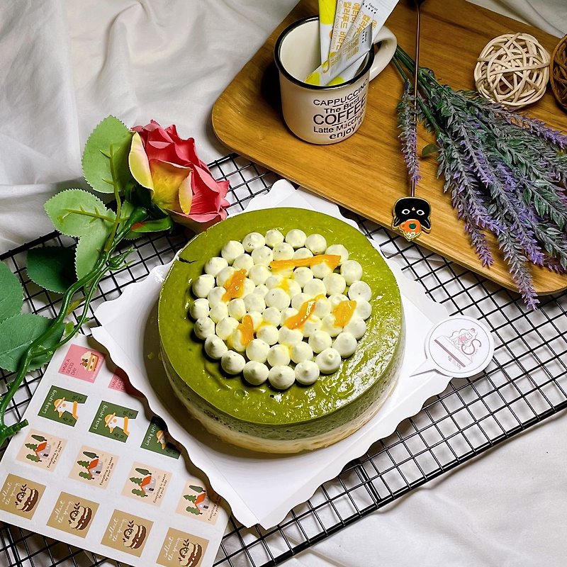Xueershi shareus-Matcha Yuzu Cheesecake Heavy Cheese - เค้กและของหวาน - อาหารสด สีเขียว