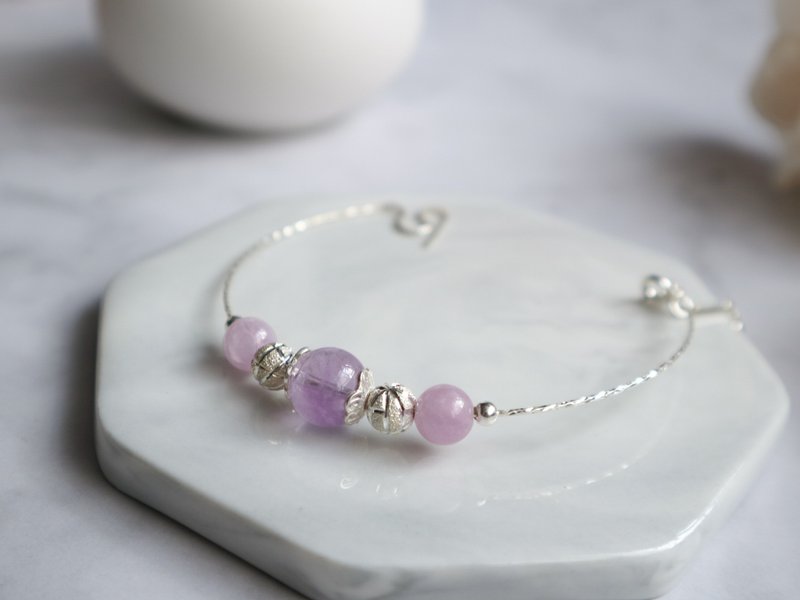 【Amethyst Series】Original DIY Bracelet Lavender Amethyst Purple Lithium 925 Sterling Silver Bracelet - สร้อยข้อมือ - คริสตัล สีม่วง