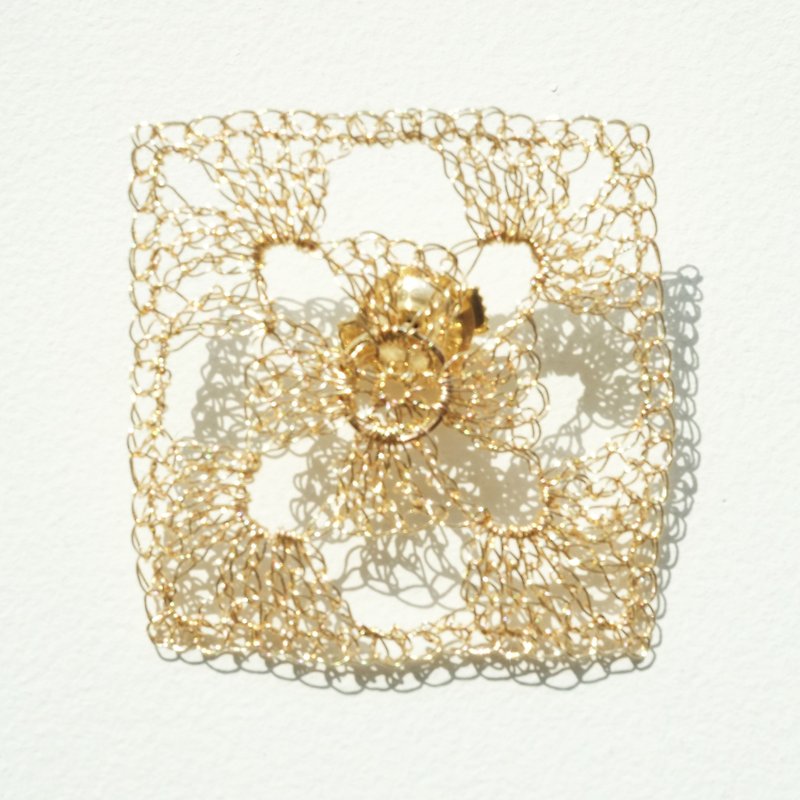 Square Brooch - Brooches - Other Metals Orange