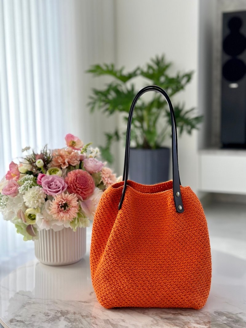 Japanese twill woven bag-Hermès orange - Handbags & Totes - Cotton & Hemp 