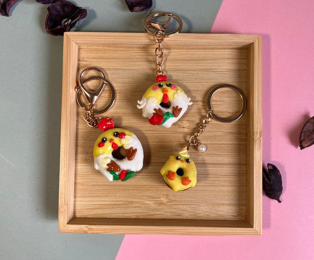 カスタマイズ可】手作りポリマークレイの可愛いドーナツチキン