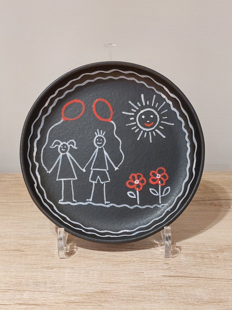 Italian Handmade Pottery-GST Graffiti Series Deep Disc 18cm - Plates & Trays - Pottery Black