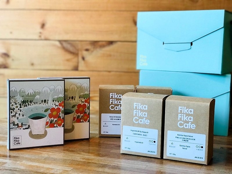 FikaFika 2019 selection of integrated bean gift box (2 4 in + 2 box 4 into the hanging ear bag) - กาแฟ - อาหารสด 