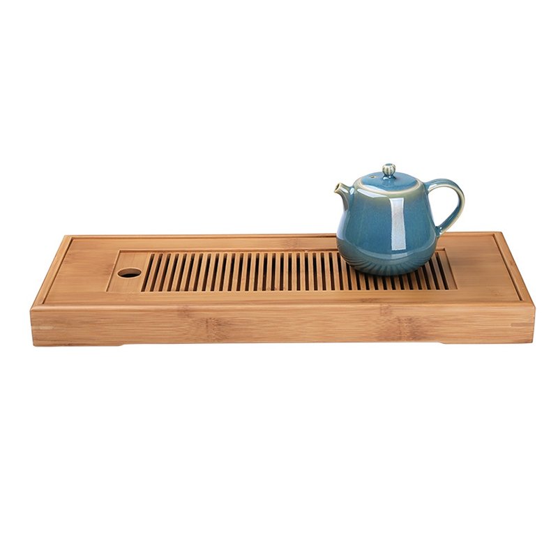 長形乾泡盤(38 x 15 x 3 cm) - 茶壺/茶杯/茶具 - 木頭 咖啡色