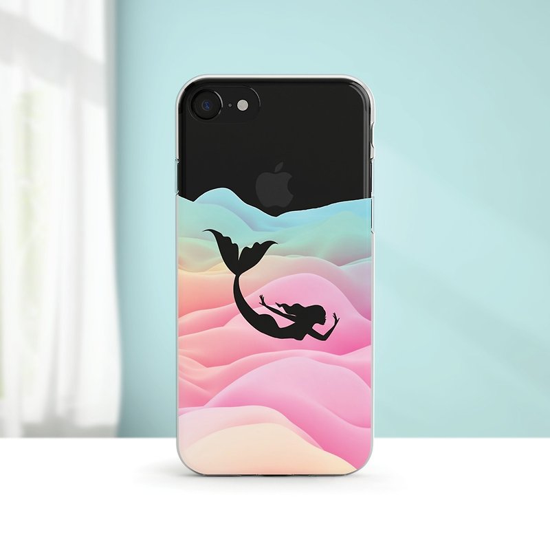 幻彩美人魚-透明軟殼- iPhone 14 pro, 13至iPhoneSE3, Samsung - 手機殼/手機套 - 橡膠 粉紅色