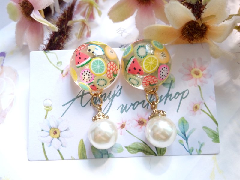Handmade jewelry, resin earrings, Fruits  earrings - Earrings & Clip-ons - Other Materials Multicolor