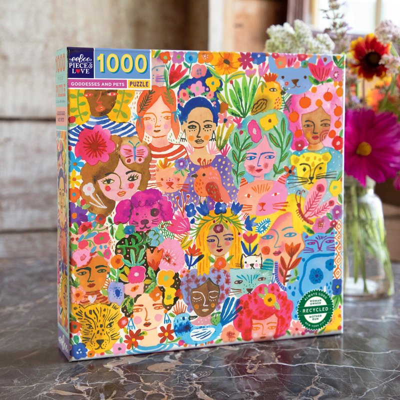 eeBoo 1000 piece puzzle - Goddesses and Pets - เกมปริศนา - กระดาษ หลากหลายสี