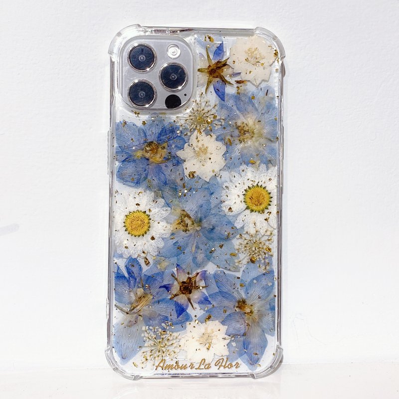 [Molafu hand-made design] Dry flower phone case - อื่นๆ - พลาสติก สีน้ำเงิน