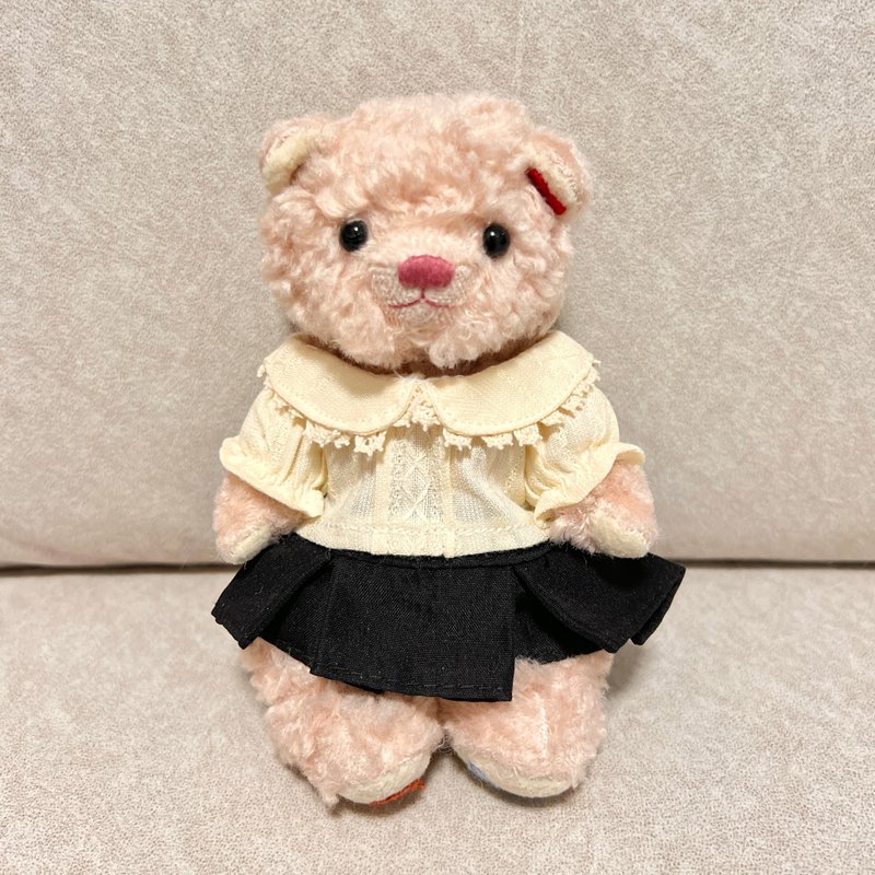 nuiMOs|15cm doll|17cm doll|Handmade baby clothes|Beige lace top shirt - ตุ๊กตา - ผ้าฝ้าย/ผ้าลินิน สีเหลือง