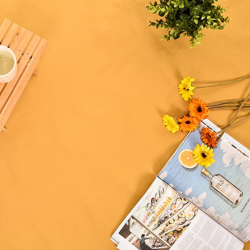 Portable canvas plain picnic mat earthy yellow exchange gift - ชุดเดินป่า - ผ้าฝ้าย/ผ้าลินิน สีส้ม