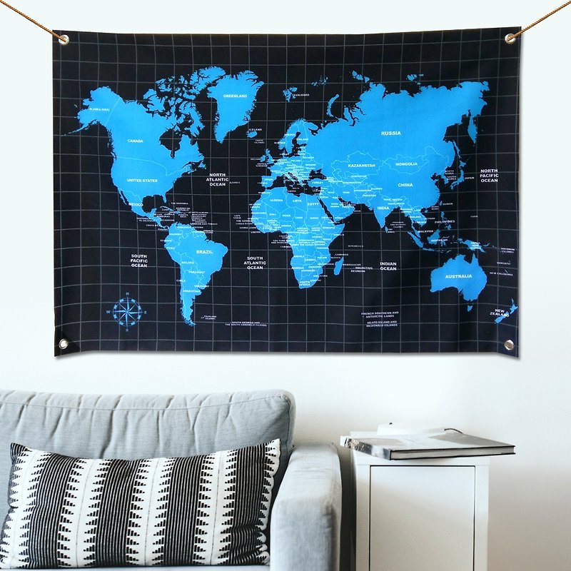 Customized world map hanging cloth - โปสเตอร์ - วัสดุอื่นๆ หลากหลายสี