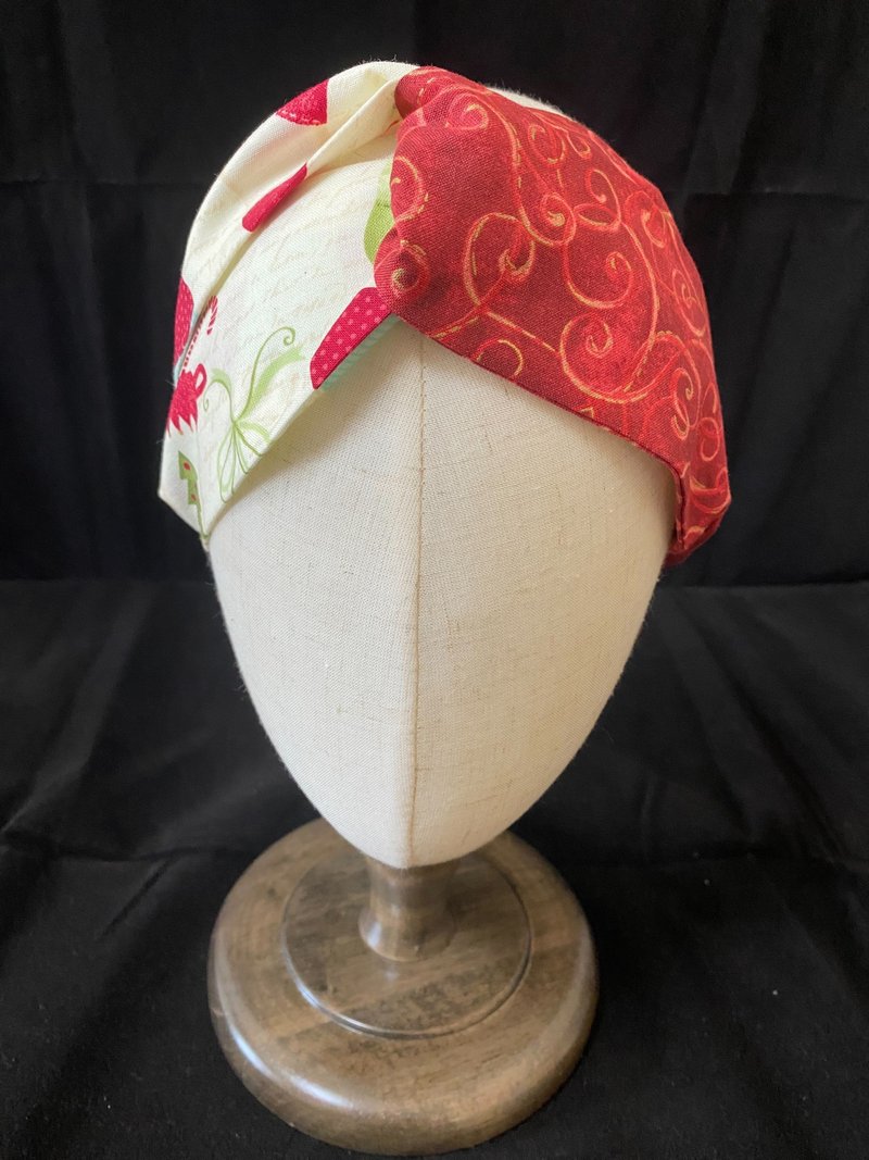 Red Christmas/two-color twist headband/American calico - Headbands - Cotton & Hemp Red