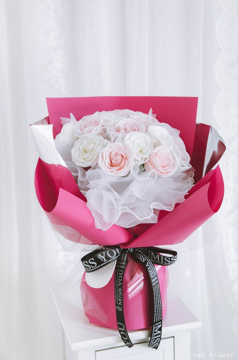 Pink rose bouquet/soap flower bouquet/birthday bouquet/Valentine's Day bouquet/confession bouquet/girlfriend bouquet - ช่อดอกไม้แห้ง - วัสดุอื่นๆ สึชมพู