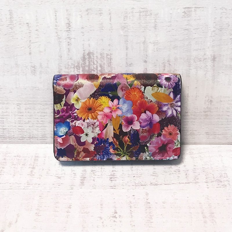 Card Case FLOWER-3 / Business Card Holder / Office Worker / Graphic - Card Holders & Cases - Faux Leather Multicolor