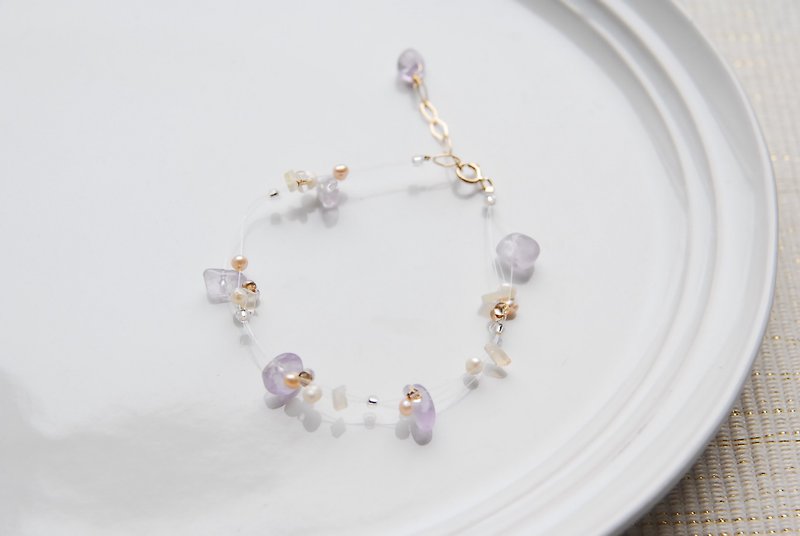 Spring breeze bracelet lilac 14kgf - Bracelets - Semi-Precious Stones Purple