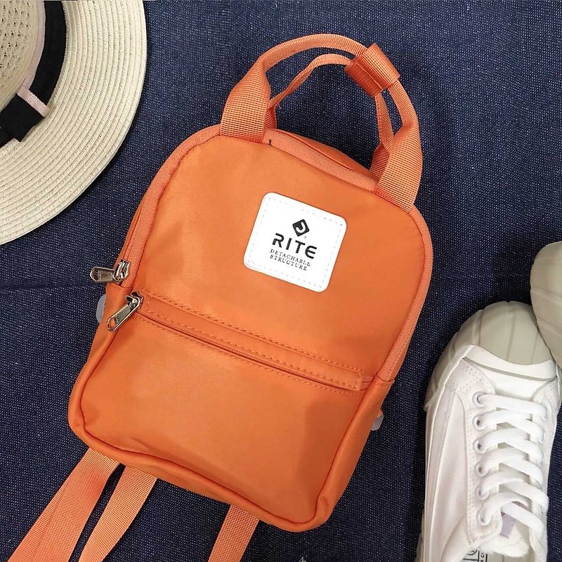 [RITE] Le Tour Series - Dual-use Mini Backpack - Rainbow [Orange] - กระเป๋าเป้สะพายหลัง - วัสดุกันนำ้ สีส้ม