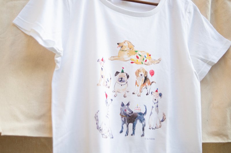 Mao child dog hook female version T-shirt - เสื้อยืดผู้หญิง - ผ้าฝ้าย/ผ้าลินิน 