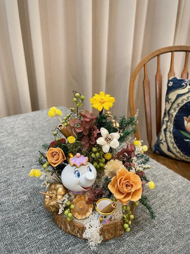 永生花桌花【茶壺太太】開幕 喬遷 聖誕 結婚 新居桌花 花盆 裝飾 - 乾燥花/永生花 - 植物．花 