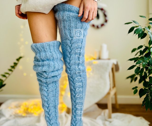 Fleece thigh high socks Socks plus size Custom underwear Present