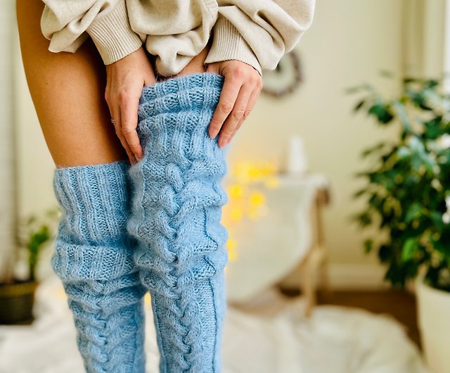 Warm stockings for women plus size Merino wool long socks Alpaca