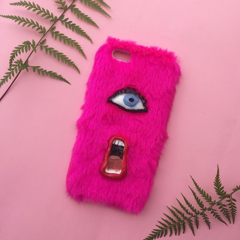 リップn 'アイショッキングピンクの電話ケース - タブレット・PCケース - その他の素材 ピンク