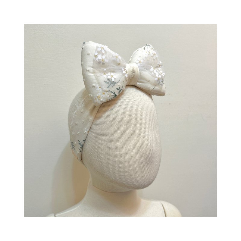 Bella flower embroidered cute accessories - infants and children - 70-120cm can be customized - small and fresh - Headbands - Cotton & Hemp White