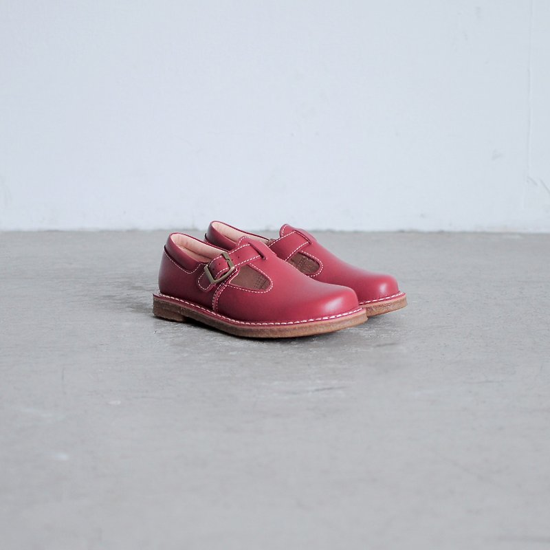Crepe Rubber Mary Jane Shoes (Brick Red) - 革靴 - 革 レッド