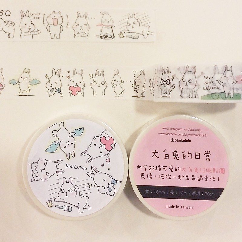 Paper Tape / The Daily Life of the White Rabbit (Selected 23 LINE stickers) - Washi Tape - Paper 