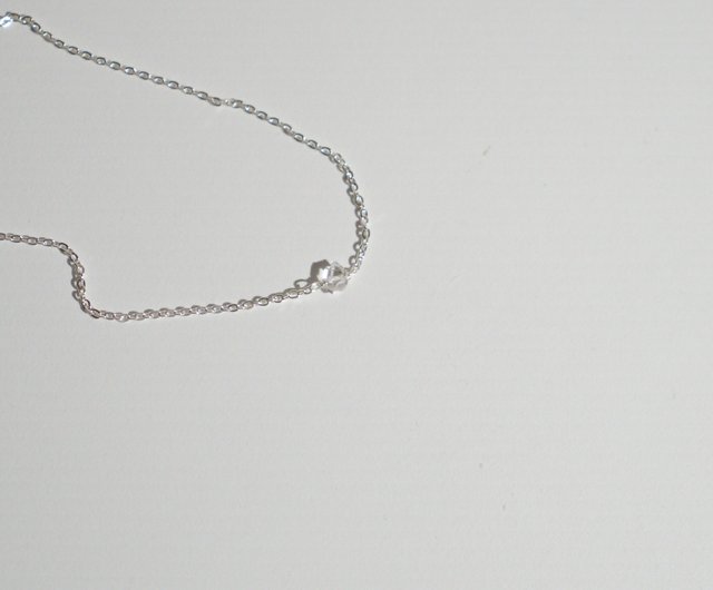 Aki Herkimon diamond crystal necklace/925 sterling silver/titanium