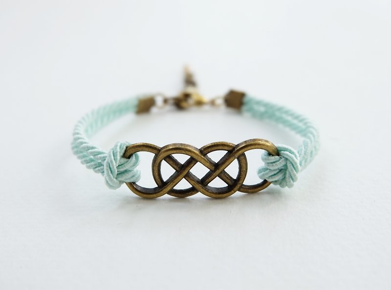 Infinity brass bracelet / light mint - 手鍊/手鐲 - 紙 綠色