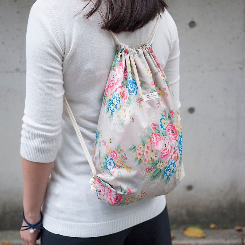 Rose Garden khaki parent-child waterproof back pocket pockets _ big - Drawstring Bags - Waterproof Material Khaki