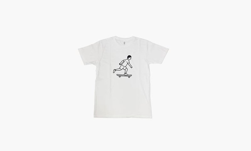 NORITAKE-SKATER BOY T-SHIRT (white) - เสื้อผู้หญิง - ผ้าฝ้าย/ผ้าลินิน ขาว