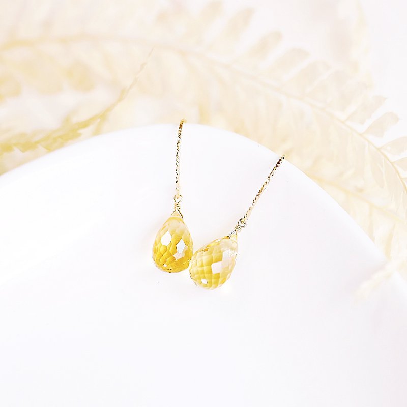 Lemon Sweet Citrine Gemstone Simple Earrings Crystal - Earrings & Clip-ons - Crystal Yellow