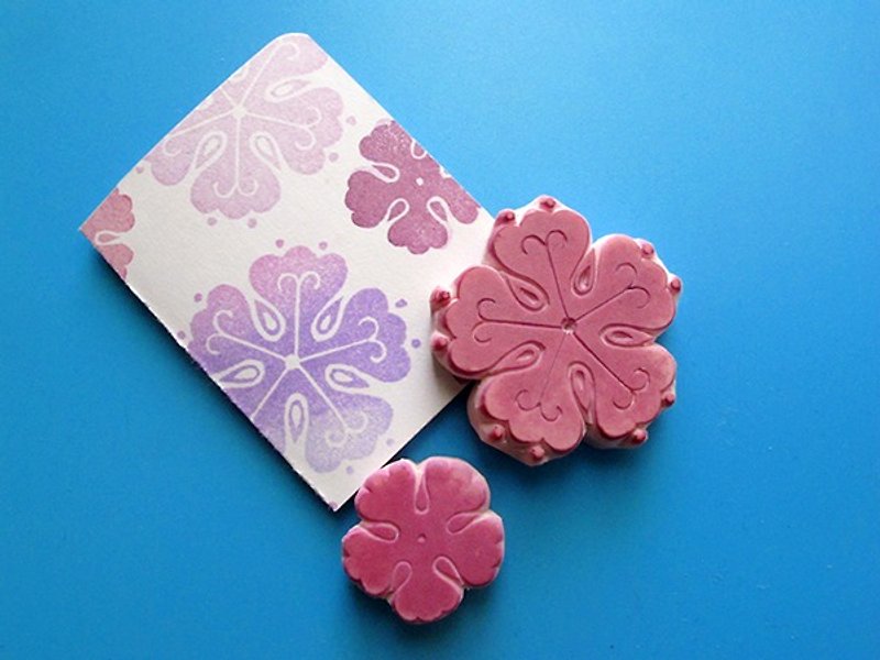 Apu手工章 裝飾花朵印章組 2枚裝 手帳印章 - 印章/印台 - 橡膠 