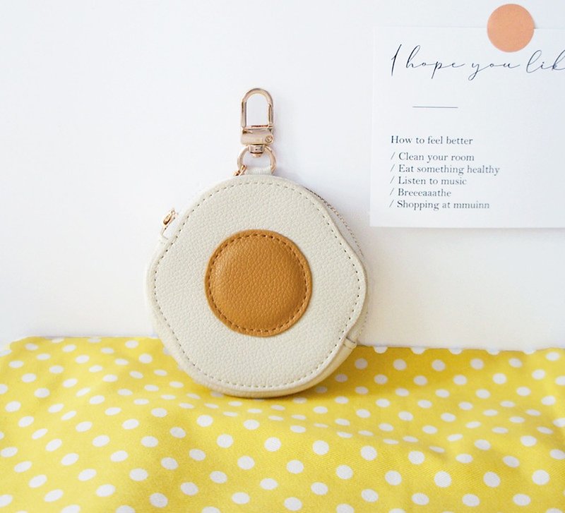 荷包蛋皮革造型零錢包 | 掛飾 - 吊飾/掛飾 - 人造皮革 黃色