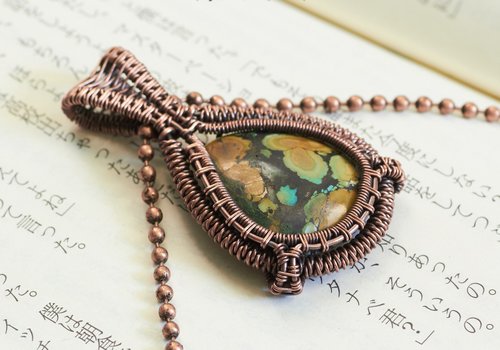 wire wrapped turquoise pendant