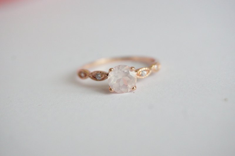 Natural Rosequartz Ring Silver 925 - 戒指 - 純銀 粉紅色