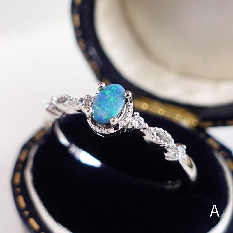 Natural Opal Opal Classic Design Rich Color Effect Opal Ring Sterling Silver Ring Gift - แหวนทั่วไป - เงินแท้ หลากหลายสี