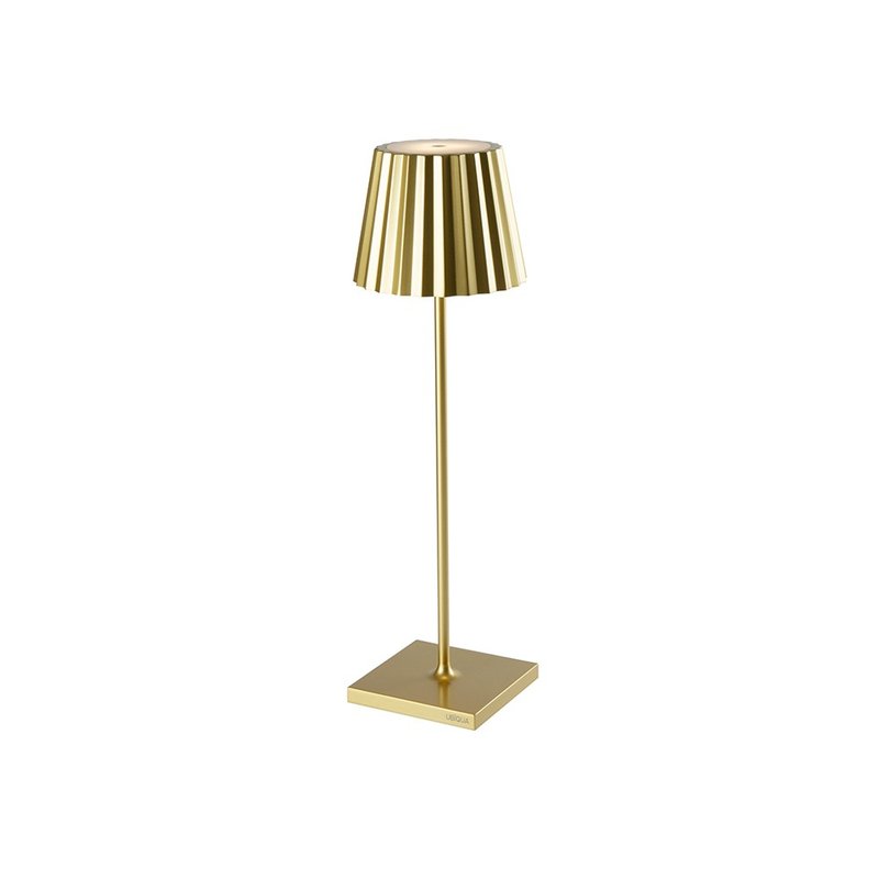 Italy UBIQUA Plisse pleated luxury style USB rechargeable table lamp (large style) - multiple colors available - โคมไฟ - โลหะ สีทอง