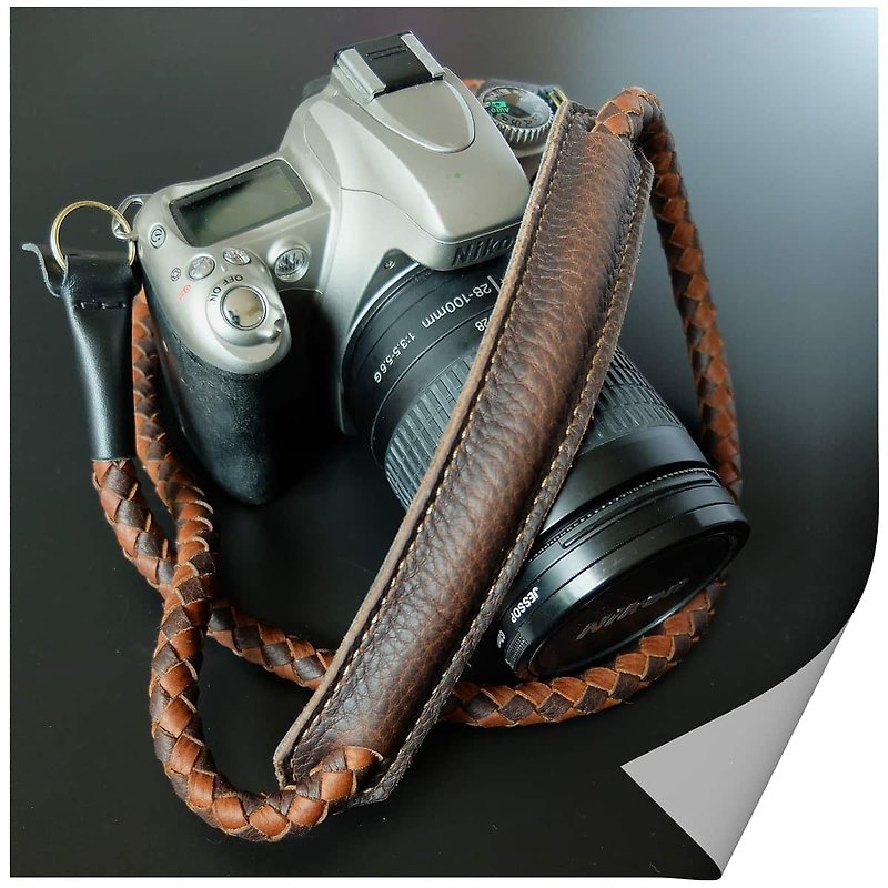 Weaving Leather Camera Strap Rope-Tan 2tone 110cm - Camera Straps & Stands - Genuine Leather Multicolor