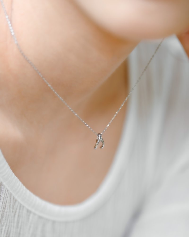 Wishbone anti-allergic medical steel necklace can be worn in the shower - สร้อยคอ - สแตนเลส สีเงิน