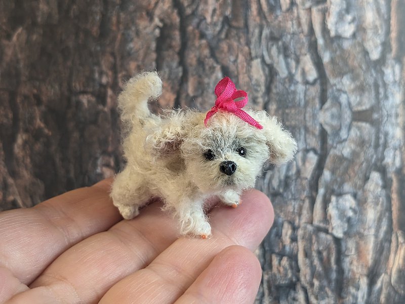 Puppy - Sweet Baby- 3,5cm. Dear Little.  Crocheted, tinted with oil. - 玩偶/公仔 - 其他材質 白色