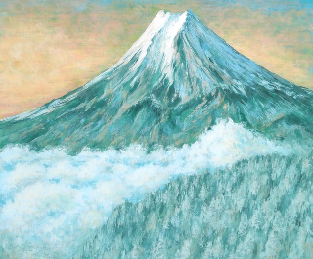 富士山絵画オリジナルアート富士壁アート風景手描き - ショップ