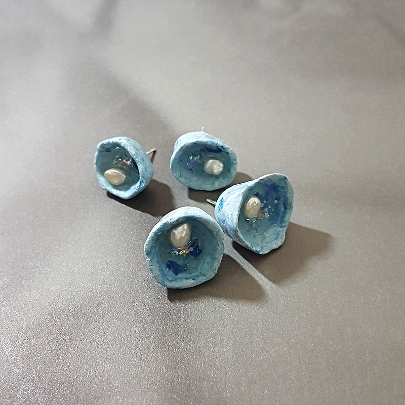 Ocean / Mermaid Tears / Pearl / Handmade Earrings / Ear Ears / Earrings - Earrings & Clip-ons - Clay Blue