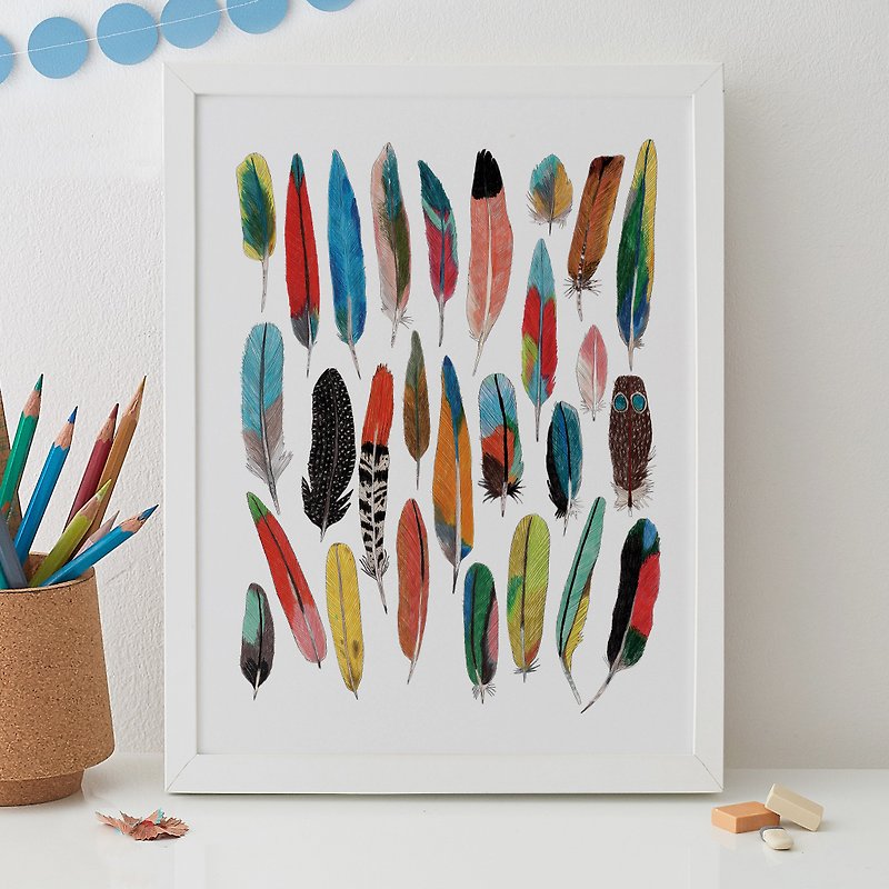 FEATHER PRINT - Posters - Paper Multicolor
