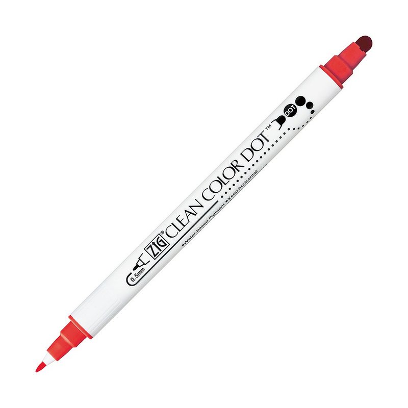 【Kuretake 日本吳竹】ZIG Clean Color Dot 點點筆 一般色 紅色 - 其他書寫用具 - 塑膠 紅色