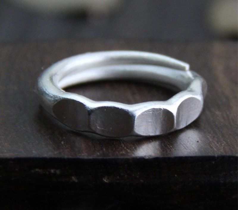 Real S999 Silver Design Simple Women Irregular Finger Rings Personalized Uneven - 戒指 - 銀 銀色