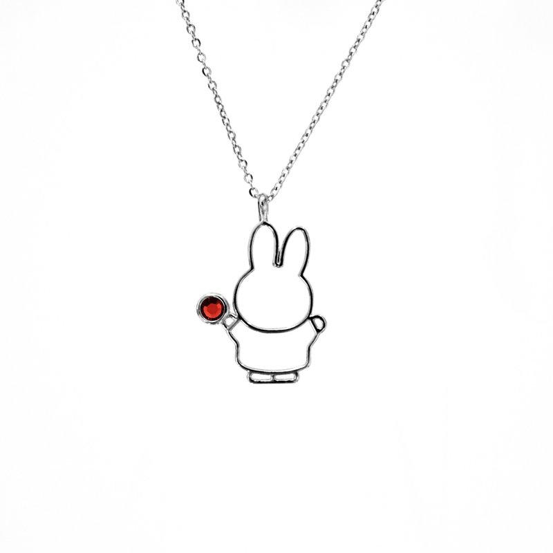 【Pinkoi x miffy】Miffy Siam Austria Crystal Necklace | January Birthstone - Necklaces - Crystal Red