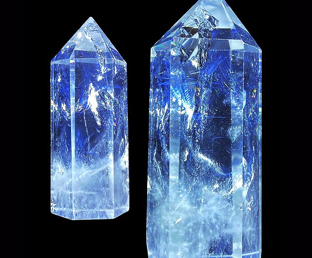 天然藍針白水晶柱彩虹水晶柱藍針柱- 設計館OLINA DESIGN歐林娜設計擺飾