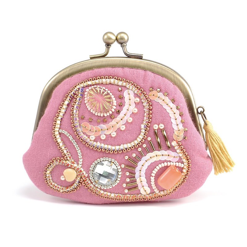A wide opening tiny purse, coin purse, pill case, gorgeous pink pouch, No,10 - กระเป๋าเครื่องสำอาง - พลาสติก สึชมพู